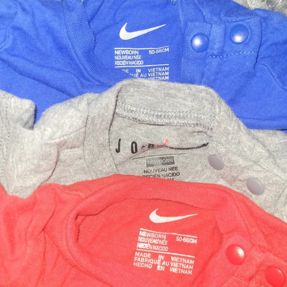 Nike Jordan Baby Rompers Bundle Newborn Just Do It Nike Air Blue Gray Red 3pc